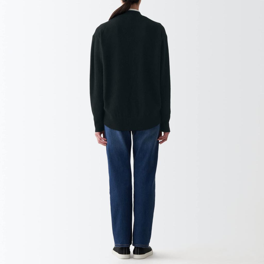 MUJI Кардиган шерстяной средней толщины с V-образным вырезом BAI13A2A Черный S Женский