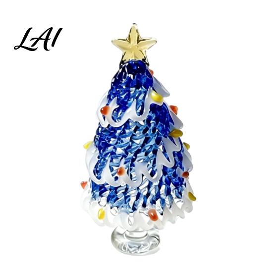 Miniature Christmas Tree Ornaments Glazed Figurine Glass Pulled Wire Desk Decor Elegant Desktop Decorations for Winter Mini Holiday Tabletop