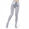 Womens Metallic Fake Two-Piece Tights High Waist Yoga Fitness Leggings
