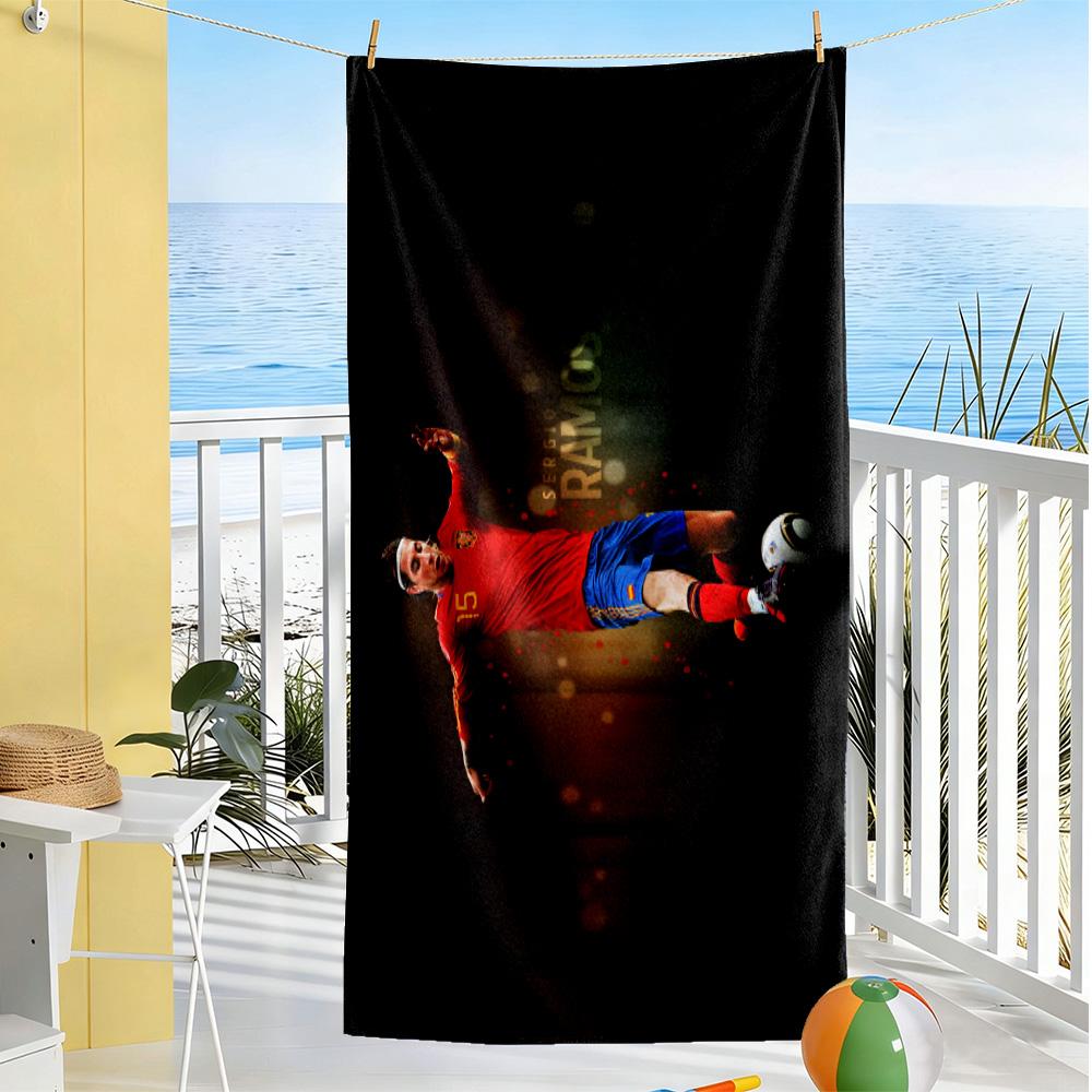 Soccer Player Action Beach Towel High Absorbency & Quick-Dry Comfortable Lightweight