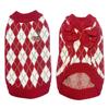 Клетчатый узор Собачья рождественская одежда Милая одежда для щенков Питомец Вишневый свитер для собак/кошек