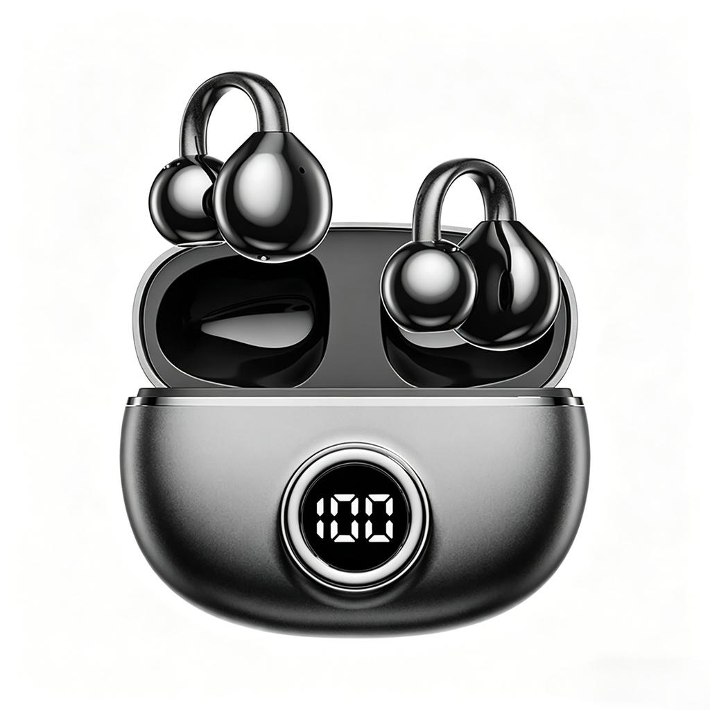 Xiaomi New Clip-on Earbuds for Small Ears Glasses Open Ear Bluetooth Headphones Long Playtime Digital Display Earphones With Mic