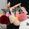 1pcs Plush Cherry Keyrings Multi-color Cute Car Keychain Portable Bag Pendant Charms Trendy Pendant Decorative