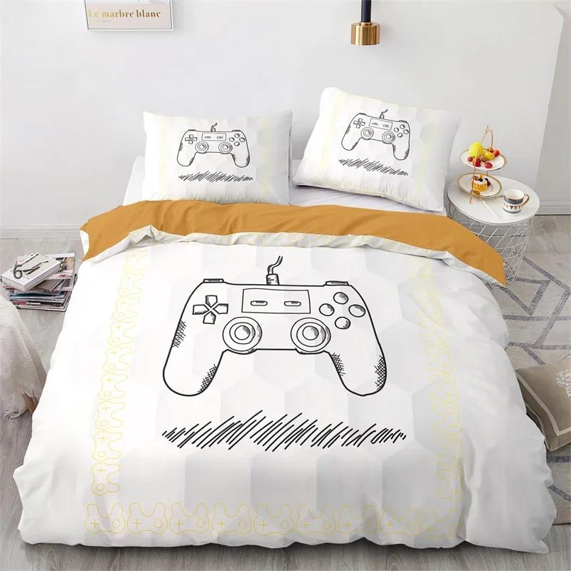 Игровой комплект постельного белья Twin Full Size Детская наволочка с геймпадом Для мальчиков и девочек Декор спальни Полиэстер Чехол на одеяло с геймпадом