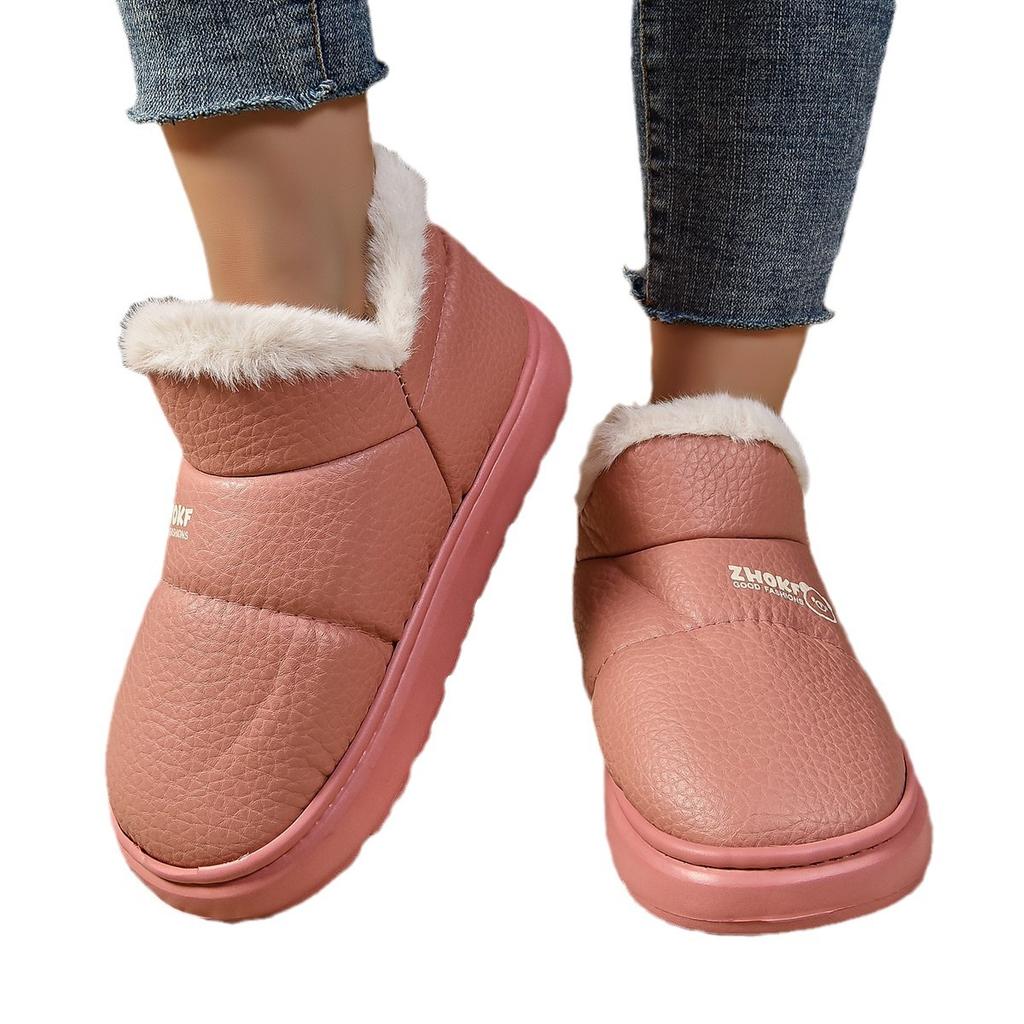 Сумка-трансграничник с хлопковыми тапочками, женские зимние водонепроницаемые нескользящие домашние теплые простые плюшевые высокие хлопковые туфли