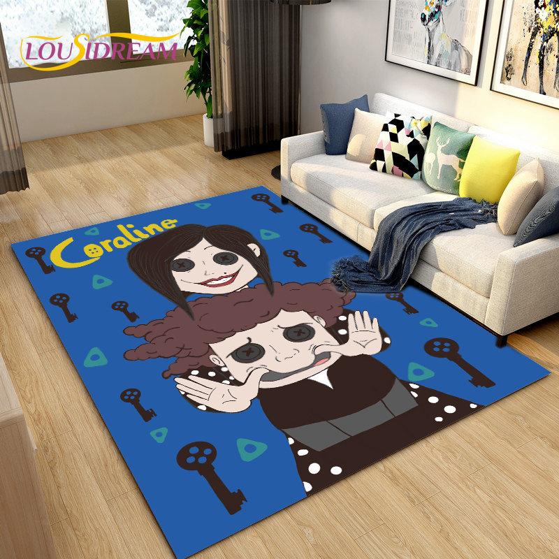 3D мультяшный ковер Coraline, ковер для гостиной, детская спальня, диван для йоги, детские игры, ползающий нескользящий напольный коврик