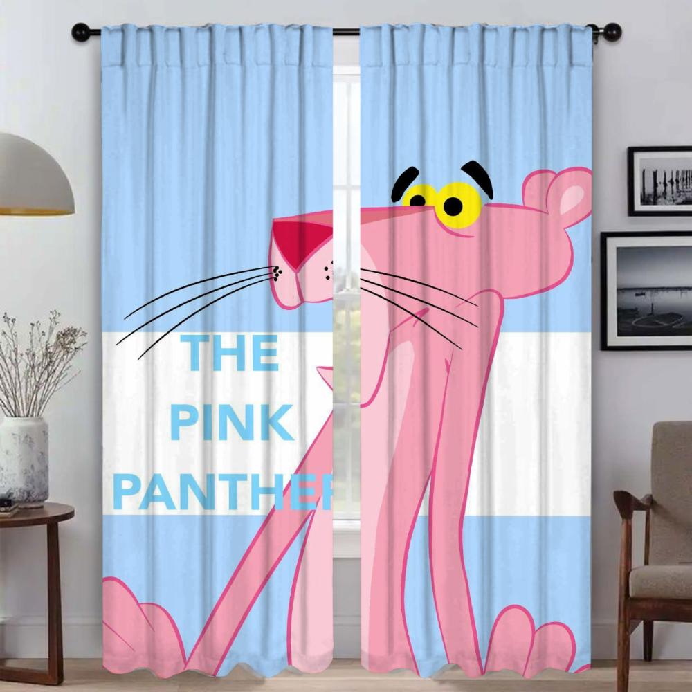 Элегантные шторы для комнаты, розовая пантера, затемняющие шторы, украшения на Хэллоуин, разделительные шторы, 2 шт., гостиная