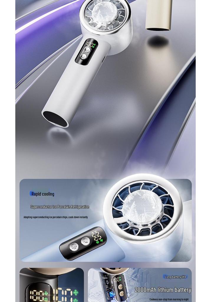 Handheld Mini Ice Pack Fan with Semiconductor Cooling and Digital Display for Portable Desktop and Outdoor Use