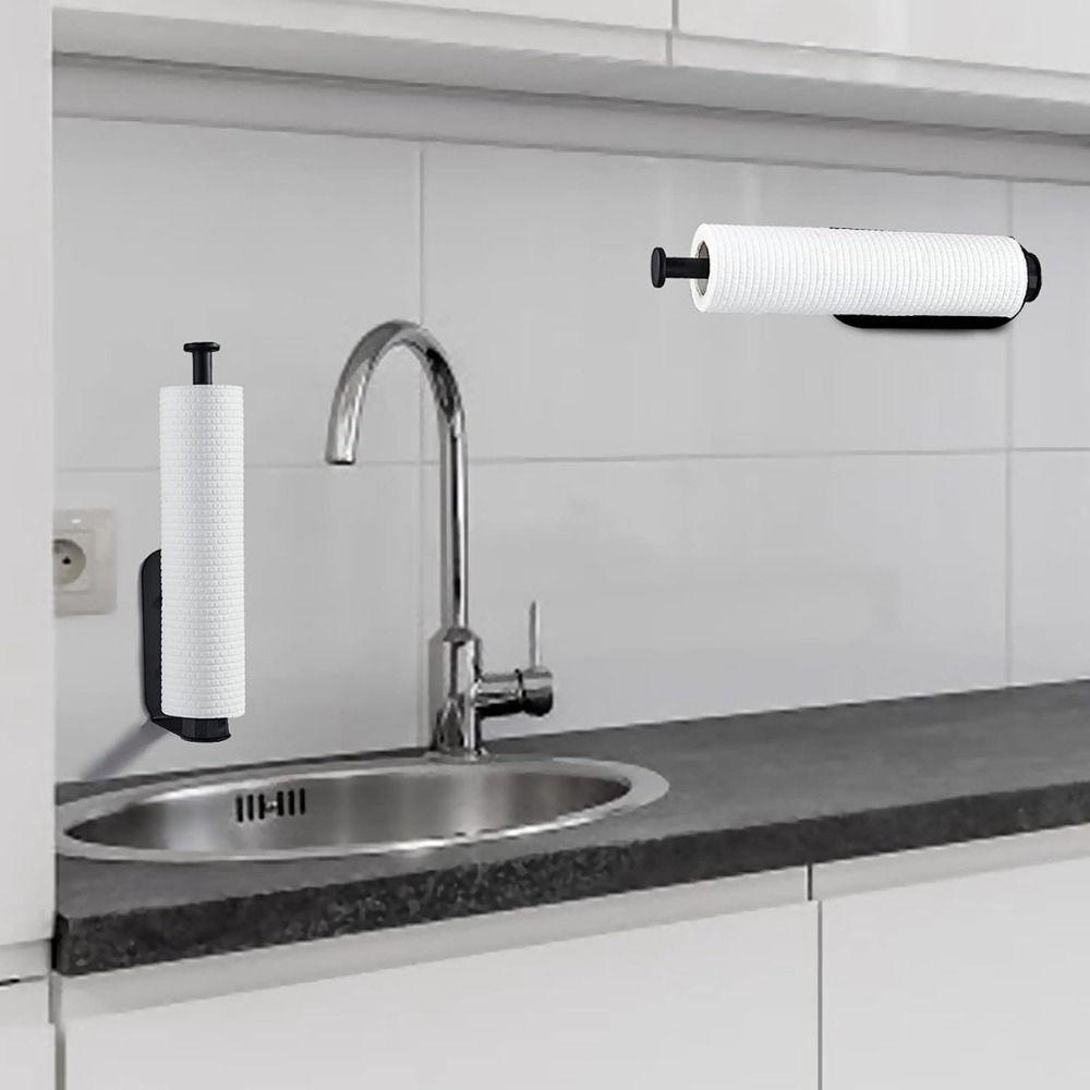 Adhesive Wall Mount Paper Towel Holder Punch-Free Roll Paper Dispenser  Bathroom
