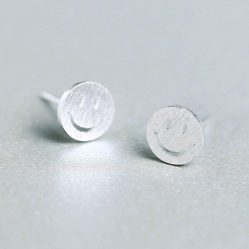 Модные серебряные круглые серьги-гвоздики с улыбкой для женщин, гипоаллергенные, ювелирные изделия Pendientes Mujer, женские Eh651