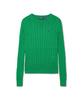 POLO RALPH LAUREN W Cable Knit Cotton Crewneck Sweater - Green