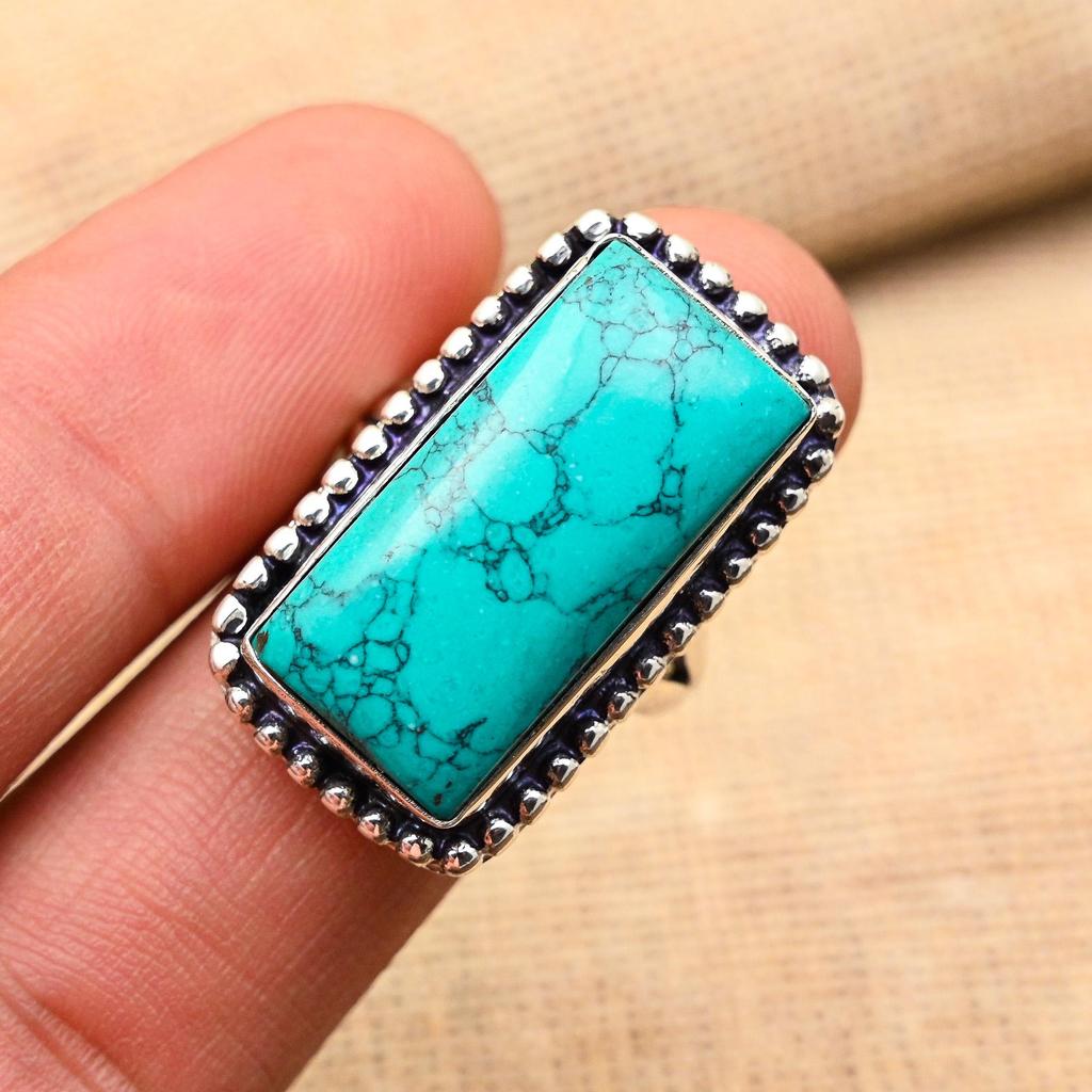 Santa Rosa Turquoise Gemstone 925 Sterling Silver Handmade Jewelry Ring Gift For Love