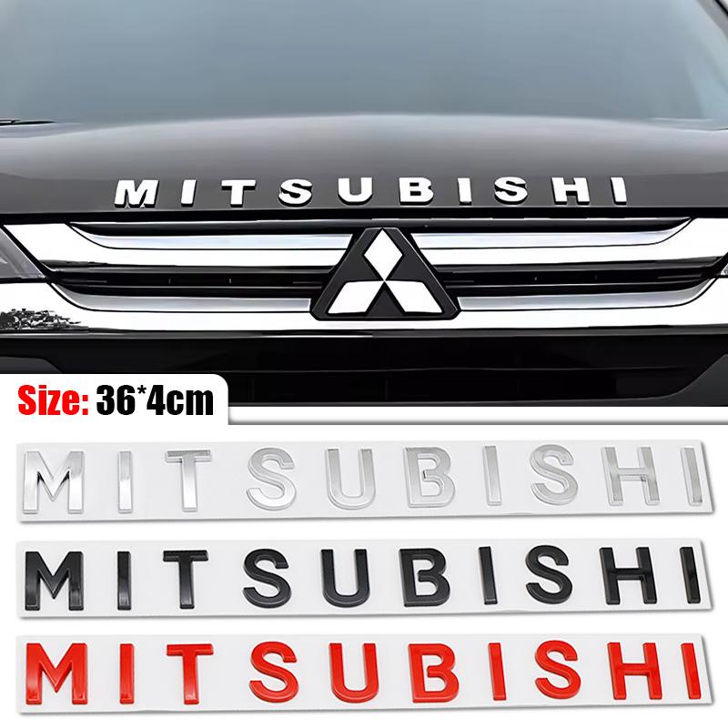 3D Mitsubishi Car Front Hood Emblem Badge Sticker For ASX Lancer 10 9a Pajero Outlander 2013 Sport L200 Expo Alphabet Styling