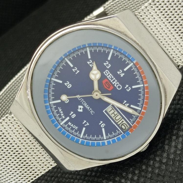 Б/У винтажные часы SEIKO 5 AUTOMATIC 6309A JAPAN MENS D/D BLUE 606-a314459-2
