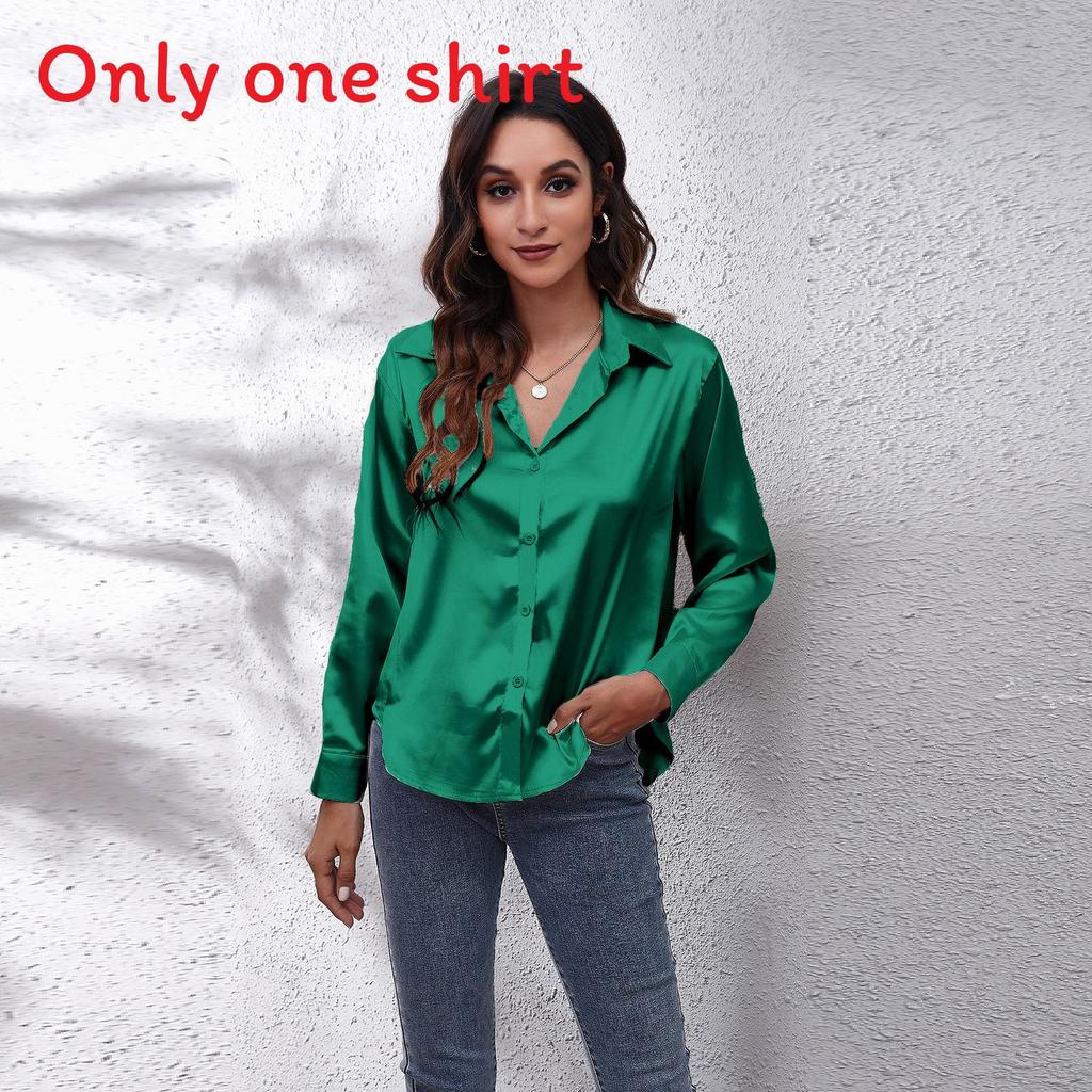 Satin Shirt For Women With Long Sleeves And Button Front For Office Wear