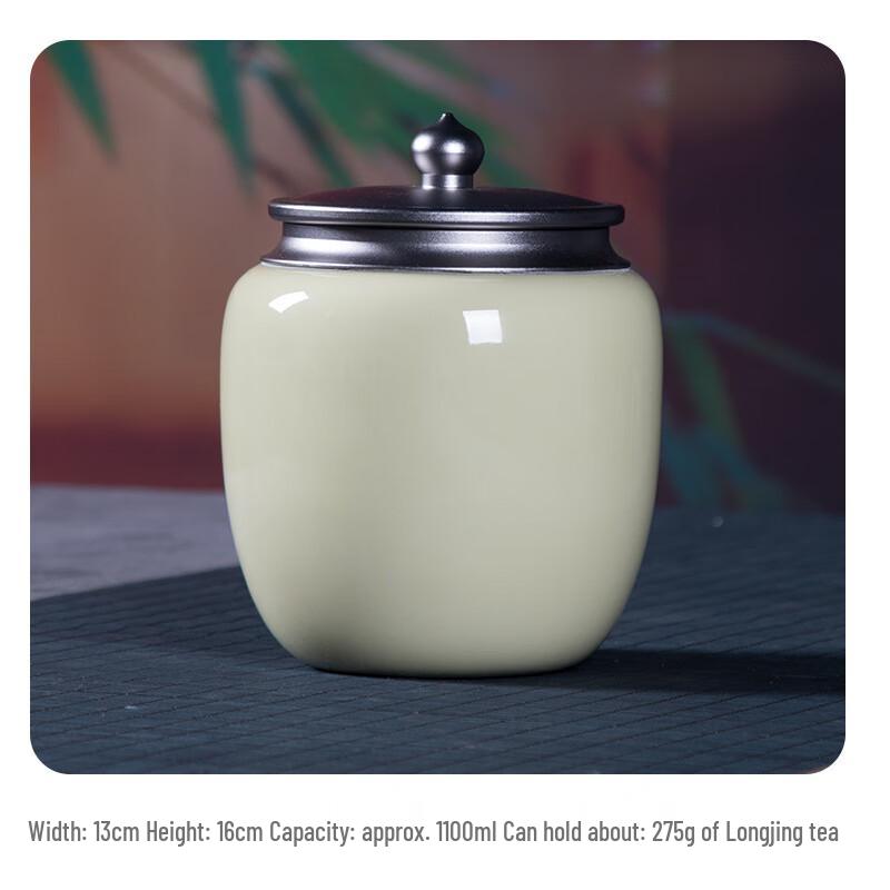 Shangqi Di Kiln Plum Green Ceramic Tea Caddy