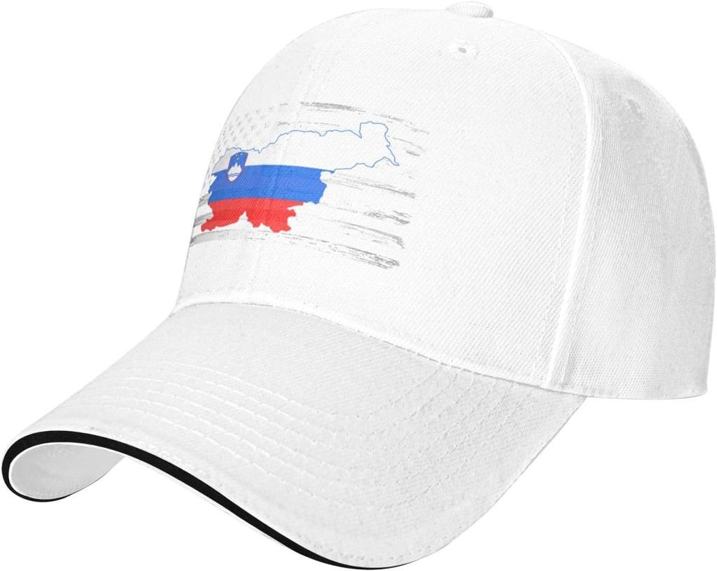 Slovenia Map US Flag Distressed Baseball Cap Polyester Casual Snapback Hat Outdoor Sun Protection Adult