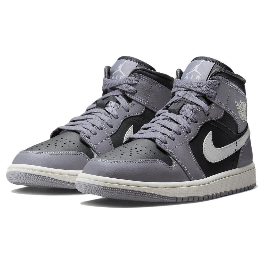 Air Jordan 1 Mid Cement Grey Women Sneakers Sail Anthracite BQ6472-022