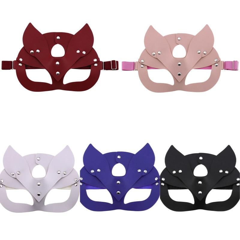 Элегантная маска лисы из высококачественной ПУ кожи для вечеринки на Хэллоуин и маскарада
