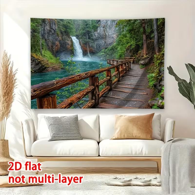 2D бирюзовый речной водопад гобелен природа пейзаж фотография фон