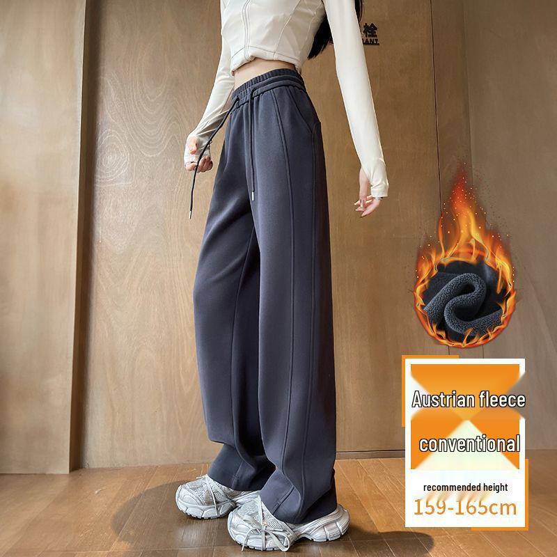 Women's Pear Shape Dopamine Sweatpants - Spring/Autumn, Yellow, Straight and Wide Leg, Solid Color