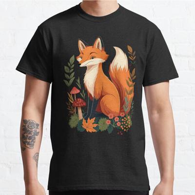 Плюс размер S-3XL Милая футболка с принтом Fox Cottagecore Aesthetic Wildlife, мужские топы, модная одежда, футболки