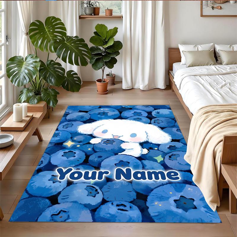 Crystal Velvet Rug Custom Name Text, Soft Non Slip Floor Mat Home DecorCinnamoroll