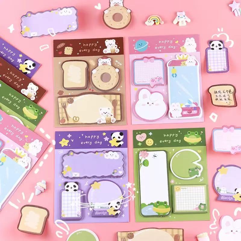 Office School Supplies Cute Style Note Ins High Girl Heart Animal Panda Bread Bear N Times Sticker Can Be Pasted Paper Kawai