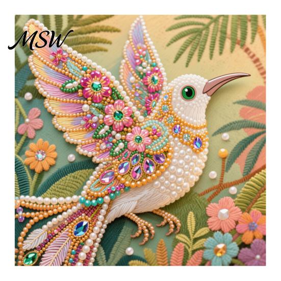 Decorative Gem Painting for Home Luxury Faux Pearl Rhinestone Kit, 25x25cm DIY Resin Art with Animal Kit Floral Patterns, Stress Relief Hobby