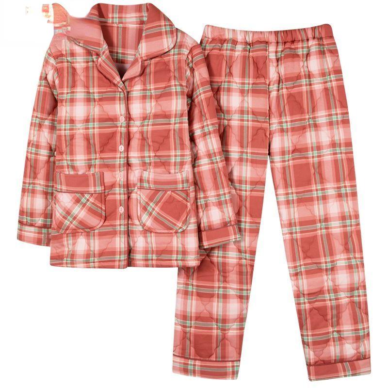Новая осенне-зимняя женская пижама с хлопковой подкладкой, теплая домашняя одежда из хлопка, трехслойная одежда для сна большого размера, домашний костюм