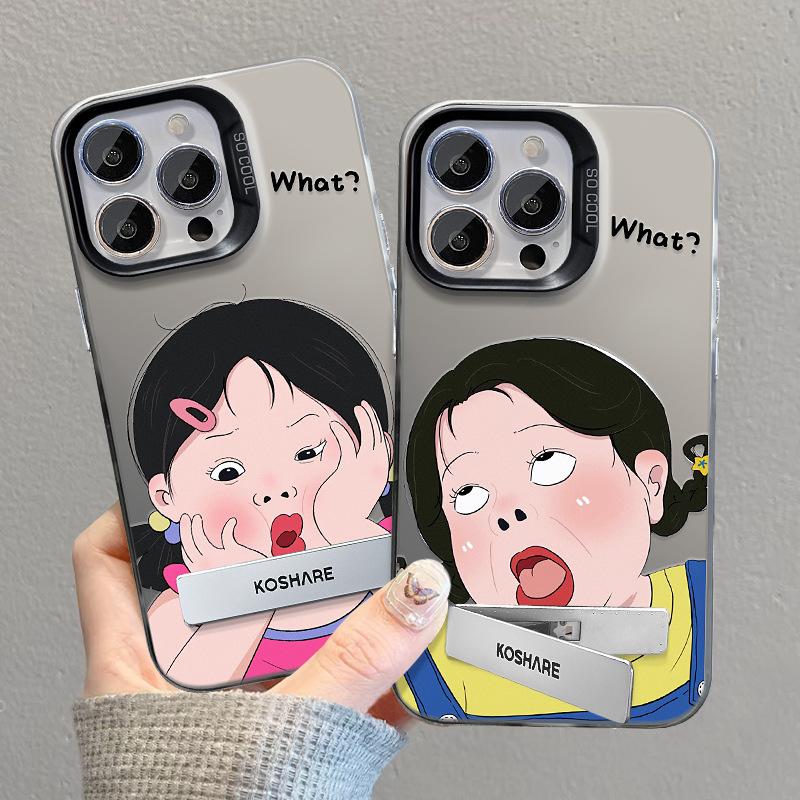 Applicable To Vivox100/90pro Mobile Phone Case S17/16/15 Funny Pouting Girl Stand Y78 Color Silver Matte