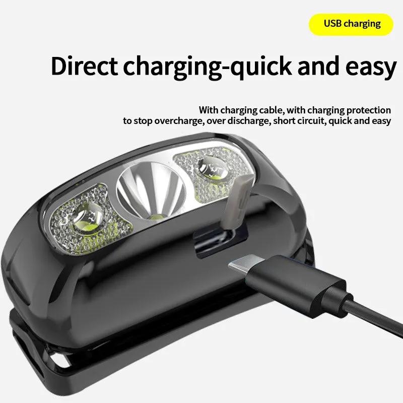 XPG Налобный фонарь с датчиком, перезаряжаемый через USB, индукционный налобный фонарь, уличный водонепроницаемый портативный ночной светодиодный налобный фонарь для кемпинга, встроенный аккумулятор