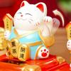 Статуэтка счастливого кота на солнечной батарее, автоматический машущая кошка, приносящая удачу, счастливая кошка для украшения центральной консоли офиса и автомобиля