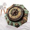 Nautical Compass Design Automatic Folding Umbrella Compact Lightweight Retractable Perfect For Outdoor Adventures And Festive Giftingt8