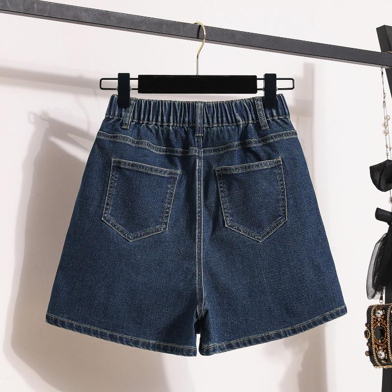 DIMANAF Женские шорты больших размеров Летние свободные джинсовые шорты Базовые брюки гаремы с высокой талией А-силуэта Эластичная талия