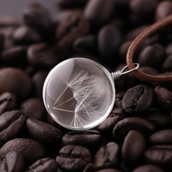 Стильное стеклянное ожерелье из одуванчика, автомобильный шар, подвеска, подвесное украшение для интерьера