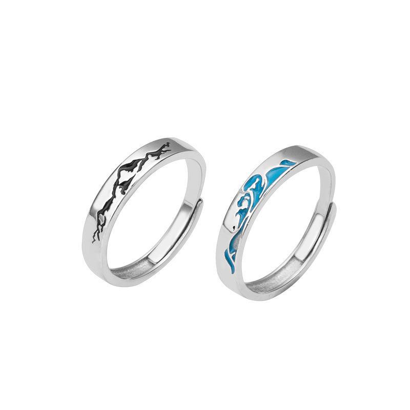 Кольца для пар Banyan Tree S925 Mountain Alliance: Роскошные кольца с индивидуальной гравировкой для парня и девушки.