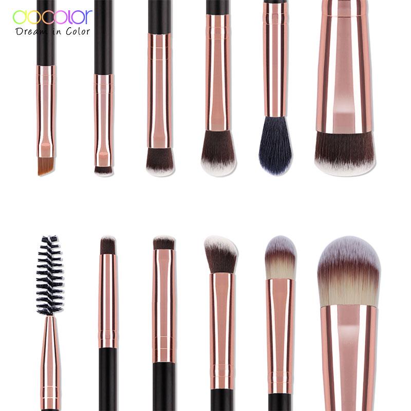 Docolor 6PCS Double Eye Shadow Brush Professional Brushes for Eye Makeup Beauty Cosmetic Brush Set Blending Smokey Brushes