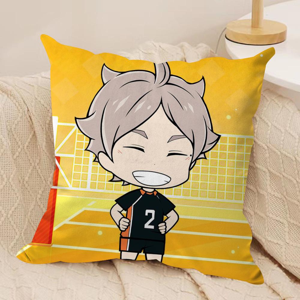 Anime HHaikyuu Cushion Cover Soft Plush Fabric DoubleSided Printed Sofa Cushion Cover for All Seasons Home Decor Gift
