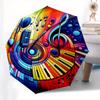 Music Notes, Piano Keys Automatic Folding Umbrella  8 Ribs, Durable Iron Frame, Bright Color Pattern Compact Travel Umbrella, Suitable for O