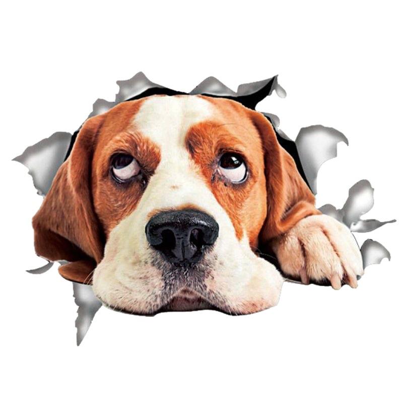 3D Милая Стереоскопическая Наклейка с Котенком и Щенком для Автомобилей и Мотоциклов