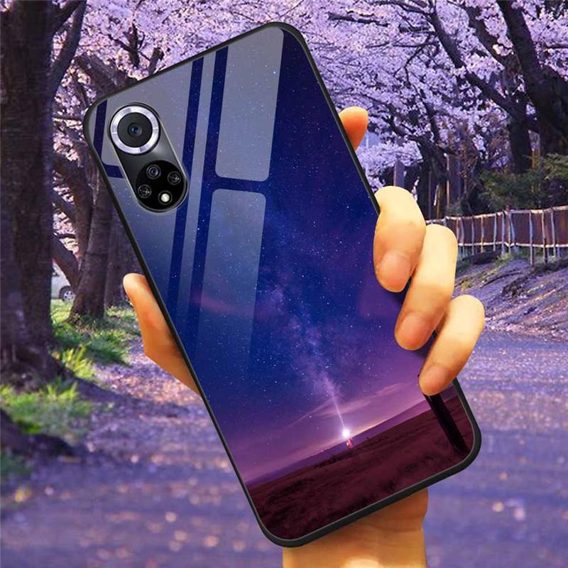Чехол для Honor 50 Pro Закаленное Стекло Звездный Мрамор Жесткая Задняя Крышка для Телефона Huawei Honor 50 Чехлы Honor50 Защитные