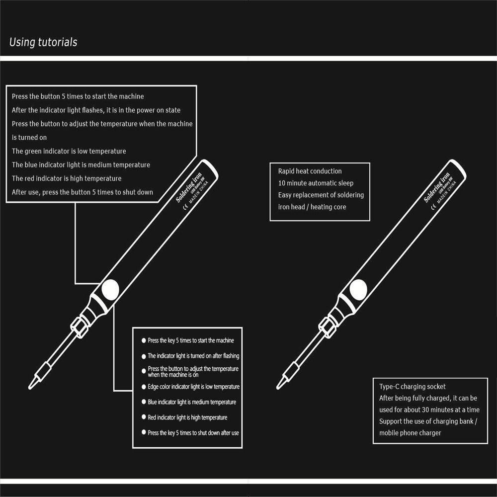 Профессиональный 5V8W литиевый аккумулятор USB паяльник электрический паяльник ремонт сварочные инструменты