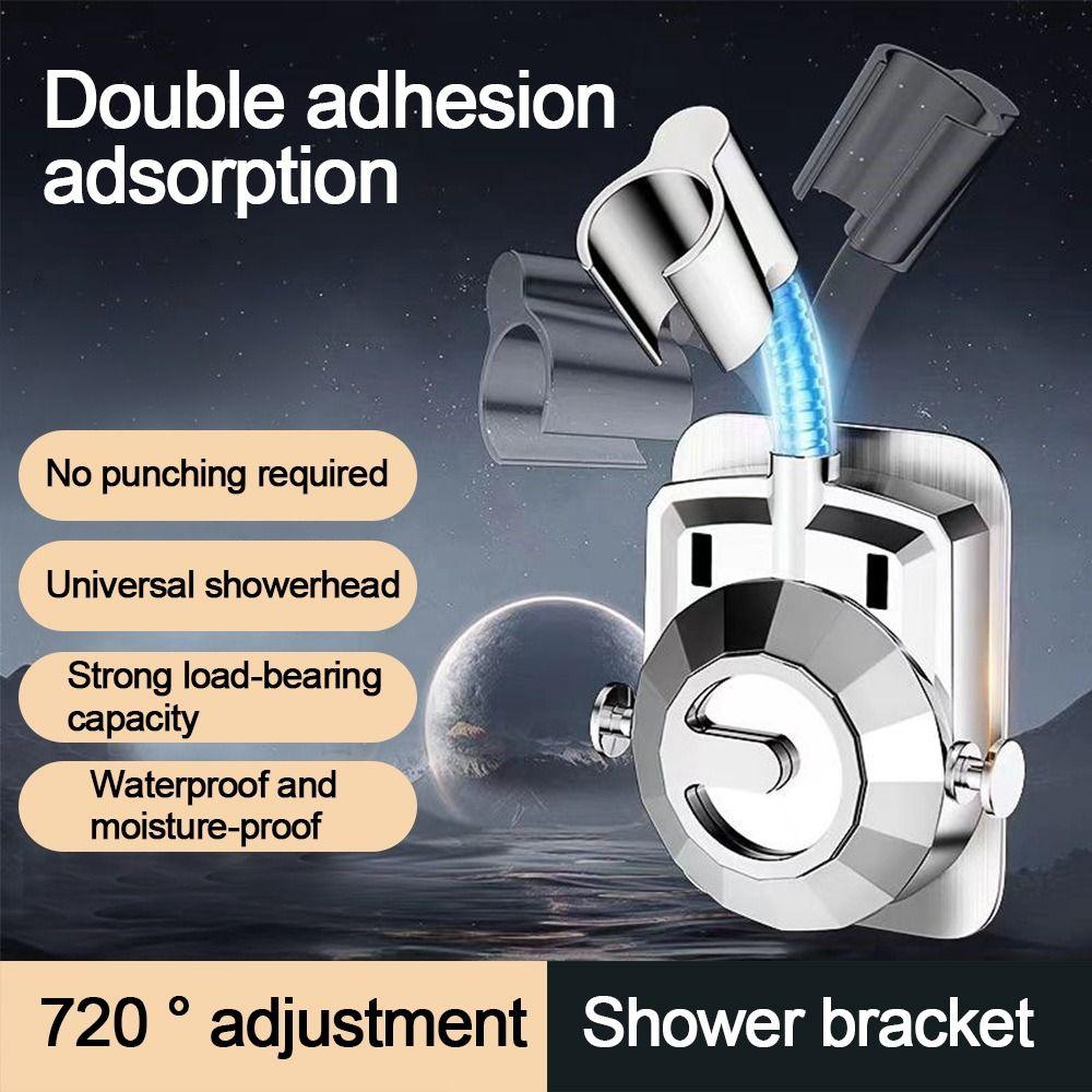 Self-Adhesive Shower Head Holder with Hooks Handheld Sprayer Support  Bathroom Accessories