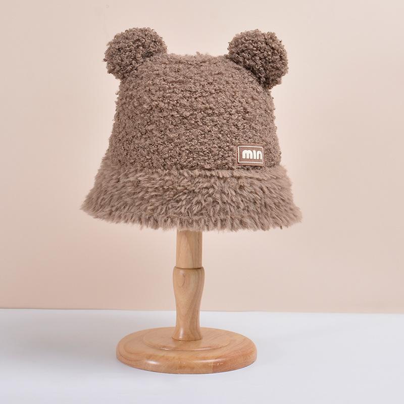 Зимняя плюшевая кепка для бассейна с мультяшным медведем, женская уличная теплая кепка в рыбацком стиле, шляпа-ведро