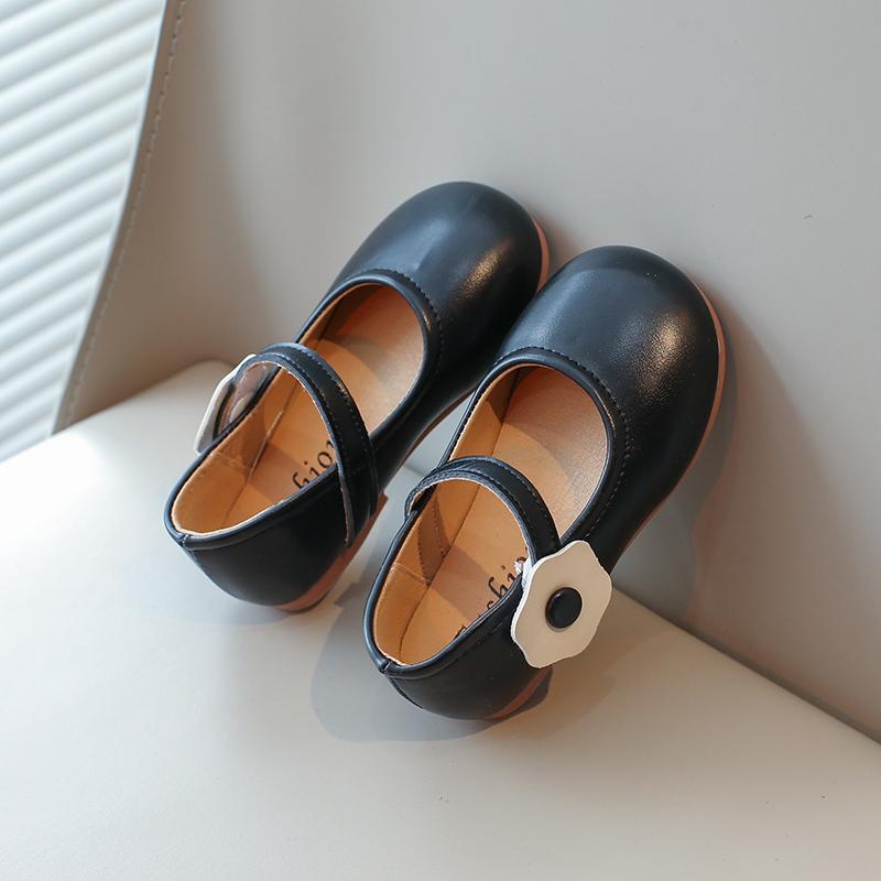 Обувь для девочек из кожи, детские туфли на плоской подошве с цветами, простые классические туфли принцессы, шикарные детские туфли, весна-осень 2024, абсолютно новые, мягкие