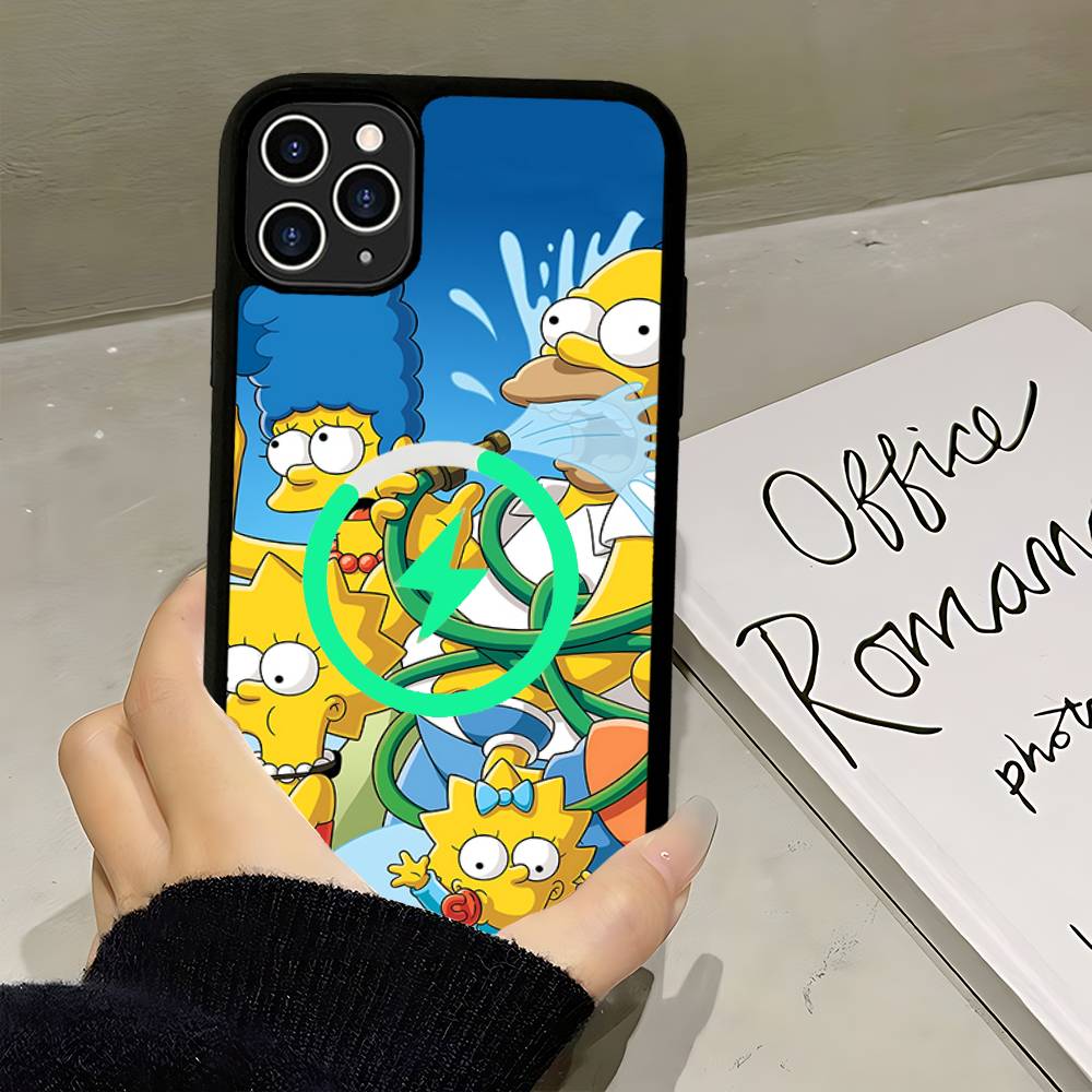 Смешной мультяшный чехол для телефона S-Simpsons Для IPhone 17 Air 16 15 14 13 12 11 Pro Max Plus Для Magsafe Беспроводная зарядка Чехол