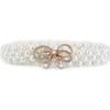 Elegant Adjustable Waist Accessory Elegant Pearls Waist Belt with Rhinestones Accent Stylish Waistband Adornment