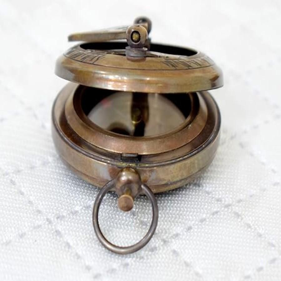 Латунный солнечный компас с кожаным футляром – 6 см морской навигационный инструмент, морской подарок, портативные карманные солнечные часы