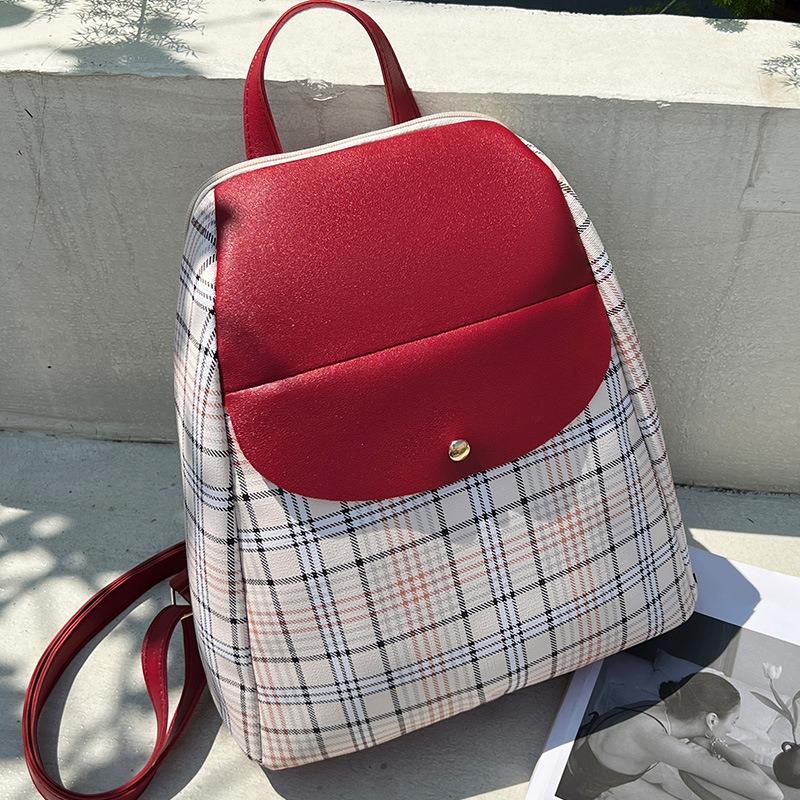 Plaid Backpack Student Backpack Outdoor Large Capacity Backpack
